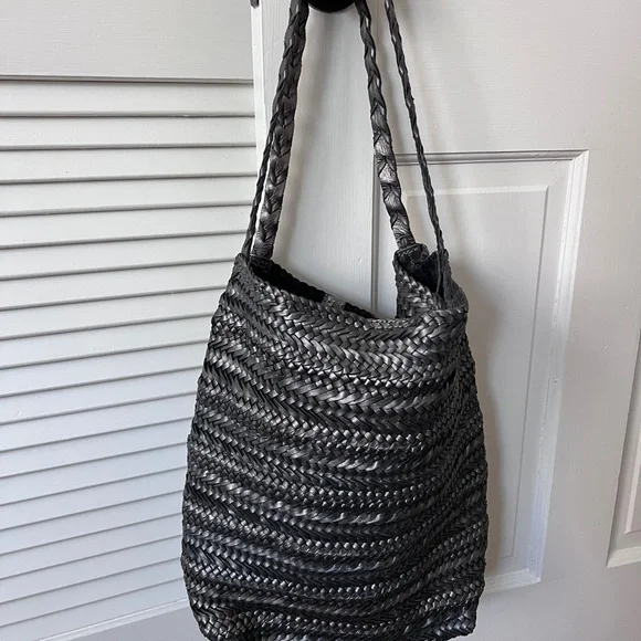 Latico Leather Woven Metallic Tote Bag - Silver - Picture 2 of 6